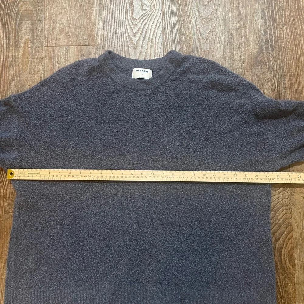 Old Navy Mens XL Charcoal Gray Boucle Knit Crewneck Pullover Sweater Relaxed Fit
